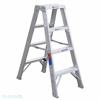 WERNER Twin Stepladder Aluminum IA 4 ft T370, 3AZY1