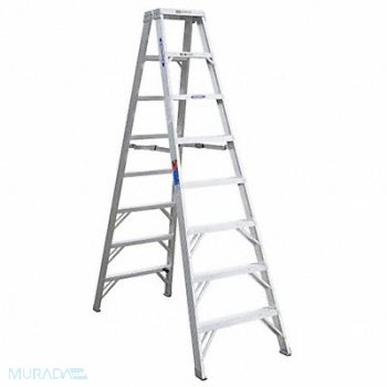 WERNER Twin Stepladder Aluminum IA 8 ft T370, 3AZY3