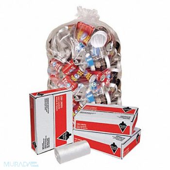 TOUGH GUY Trash Bags 60 gal Clear PK50, 3CCT8