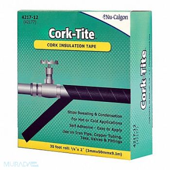 NU-CALGON Cork Tape Self Adhesive 30 Ftx2 In Black, 3CFR1