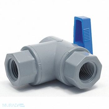 GRAINGER APPROVED PVC Ball Valve Angle FNPT 1/4 in, 3CGR9