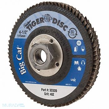 WEILER H7340 Fiber Disc 4 1/2 in Dia 5/8in Arbor, 3CU20