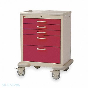 METRO Medical Cart Steel/Polymer Red/Lt.Taupe, 3CWF3