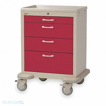 METRO Medical Cart Steel/Polymer Taupe/Red, 3CWF8