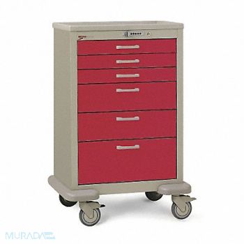 METRO Medical Cart Steel/Polymer Taupe/Red, 3CWG9