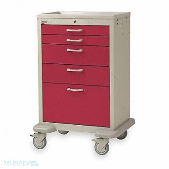 METRO Medical Cart Steel/Polymer Taupe/Red, 3CWH5