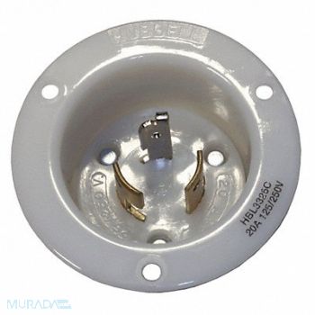 HUBBELL Locking Flanged Inlet 250V 20A 3P 3W, 3D107