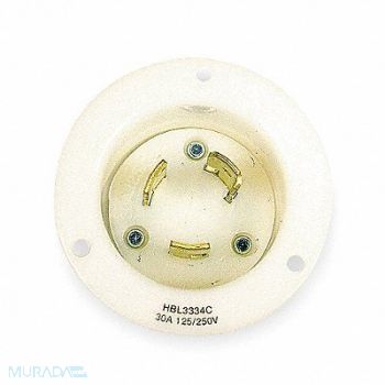 HUBBELL Locking Flanged Inlet 250V 30A 3P 3W, 3D112