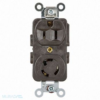 HUBBELL Locking Receptacle 125VAC Brown, 3D171