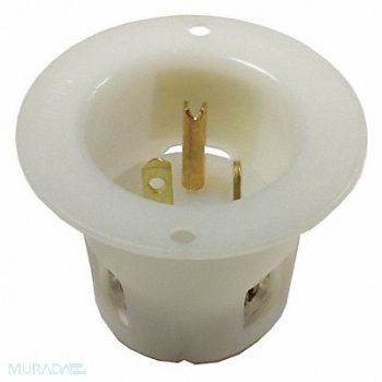 HUBBELL Flanged Inlet White 20 A Round 5-20P, 3D209