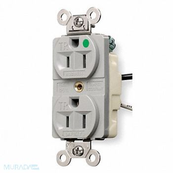 HUBBELL Receptacle Duplex 15A 5-15R 125V Gray, 5Z825