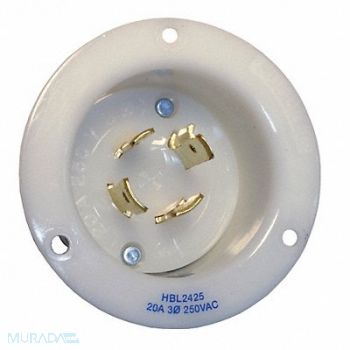 HUBBELL Flanged Inlet 250V 20A L15-20P 3P 4W 3PH, 3D566