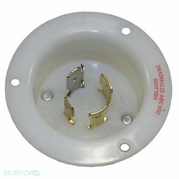 HUBBELL Flanged Locking Inlet White, 3D578