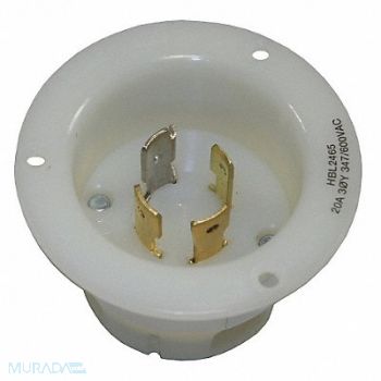 HUBBELL Flanged Locking Inlet White, 3D583