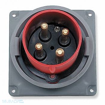 HUBBELL IEC Pin and Sleeve Inlet 20A 480V Red, 3D755