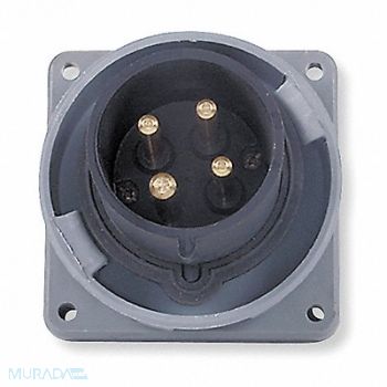 HUBBELL IEC Pin and Sleeve Inlet 60A 600V Black, 3D794