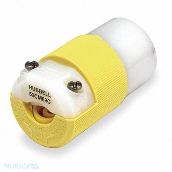 HUBBELL Straight Blade Connector 20A 125VAC, 3D906