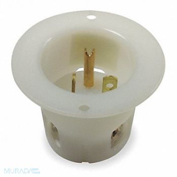 HUBBELL Flanged Inlet White 20 A Round 6-20P, 3D911