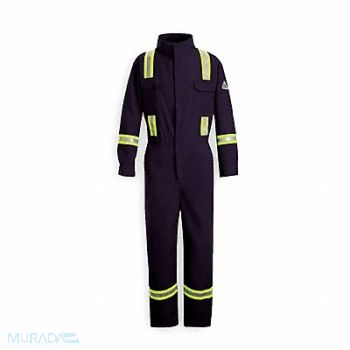BULWARK H0471 FR Coverall Reflective Trim Nvy 4XL HRC1, 3FAH4
