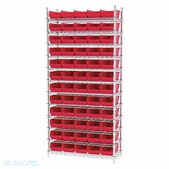 AKRO-MILS D5526 Bin Shlvng 14inx74inx36in Red, 3FYX3