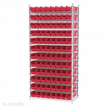 AKRO-MILS D5529 Bin Shlvng 18inx74inx36in Red, 3FYX8