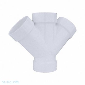 GRAINGER APPROVED Double Wye PVC Schedule 40 4 in White, 3GUU8