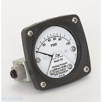 MIDWEST INSTRUMENT D0754 Pressure Gauge 0 to 100 psi, 3GUZ9