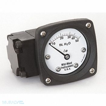 MIDWEST INSTRUMENT D0756 Pressure Gauge 0 to 50 In H2O, 3GVD3