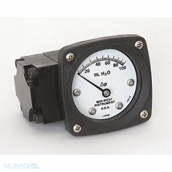 MIDWEST INSTRUMENT D0756 Pressure Gauge 0 to 100 In H2O, 3GVD4