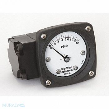MIDWEST INSTRUMENT D0756 Pressure Gauge 0 to 10 psi, 3GVD7