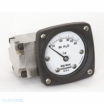 MIDWEST INSTRUMENT D0757 Pressure Gauge 0 to 50 In H2O, 3GVE8