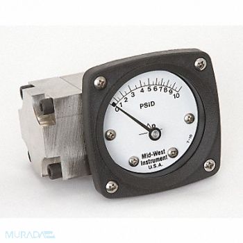 MIDWEST INSTRUMENT D0757 Pressure Gauge 0 to 10 psi, 3GVF3