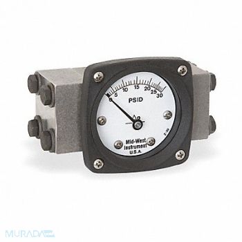 MIDWEST INSTRUMENT D0747 Pressure Gauge 0 to 30 psi, 3GVF7
