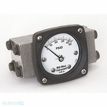 MIDWEST INSTRUMENT D0747 Pressure Gauge 0 to 50 psi, 3GVF8