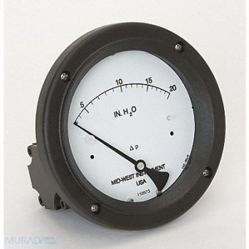 MIDWEST INSTRUMENT D0758 Pressure Gauge 0 to 20 In H2O, 3GVG1