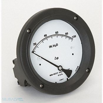 MIDWEST INSTRUMENT D0758 Pressure Gauge 0 to 100 In H2O, 3GVG5