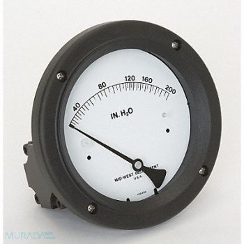 MIDWEST INSTRUMENT D0758 Pressure Gauge 0 to 200 In H2O, 3GVG6
