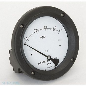 MIDWEST INSTRUMENT D0758 Pressure Gauge 0 to 5 psi, 3GVG7