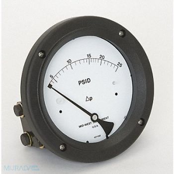 MIDWEST INSTRUMENT D0759 Pressure Gauge 0 to 25 psi, 3GVJ7