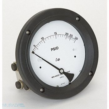 MIDWEST INSTRUMENT D0751 Pressure Gauge 0 to 30 psi, 3GVJ8