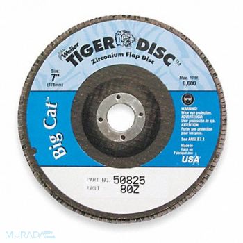 WEILER H7354 Arbor Mount Flap Disc 7in 80 Medium, 3H769