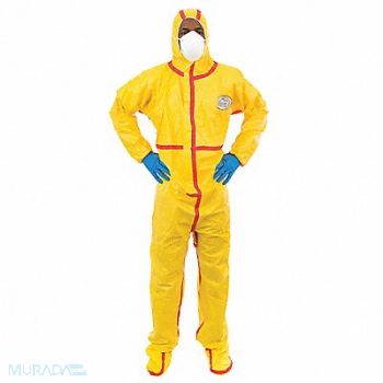 CHEMSPLASH D2191 Hooded Coverall Attached Boots M PK6, 3HKN4