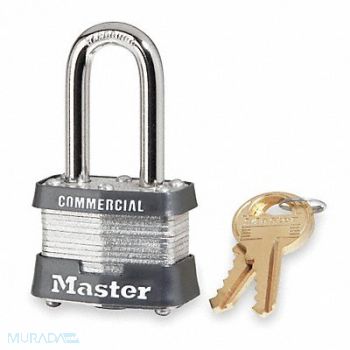 MASTER LOCK Keyed Padlock 5/8 in Rectangle Silver, 3HTZ7