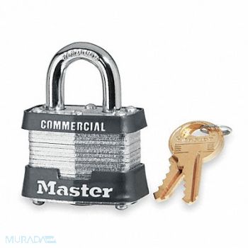 MASTER LOCK Keyed Padlock 5/8 in Rectangle Silver, 3HWG3