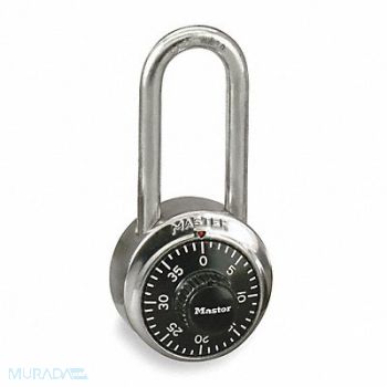 MASTER LOCK Combination Padlock 3/4 in Round Silver, 3HWJ2