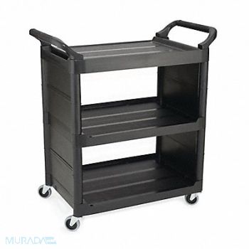 RUBBERMAID COMMERCIAL PRODUCTS Enclosed Cart Plastic Black 150 lb., 3JHV2