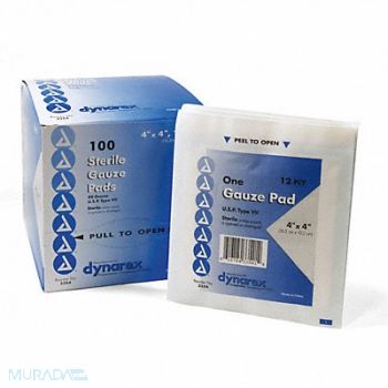 GRAINGER APPROVED Gauze Pad Cotton Blend Gauze PK100, 3JME3