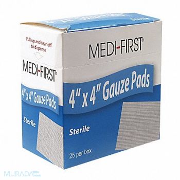 MEDIQUE Gauze Pad Sterile 12 Ply Cotton PK25, 3JMH7