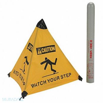 HANDY CONE Floor Sign Yellow Nylon 18 in H, 3JVA4