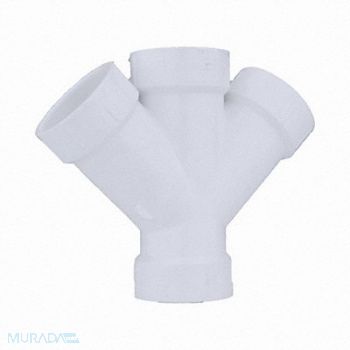 GRAINGER APPROVED Double Wye PVC Schedule 40 6 in White, 3JWG5